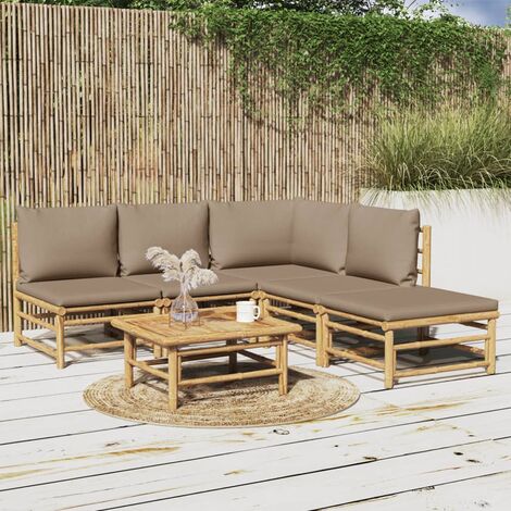 Salon de jardin 6 pcs - Canapé de jardin - Ensembles de Meubles d'exterieur - avec coussins taupe bambou Chic-381109