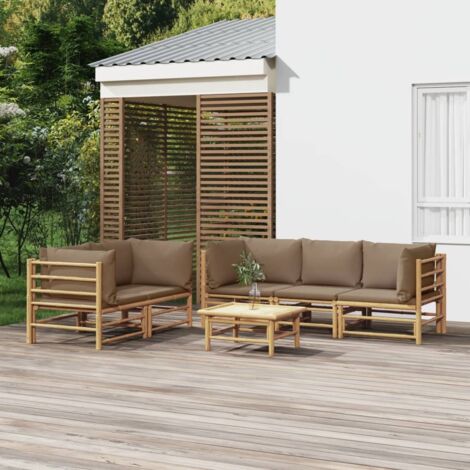 Salon de jardin 6 pcs - Canapé de jardin - Ensembles de Meubles d'exterieur - avec coussins taupe bambou Chic-674260