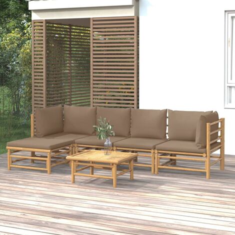 Salon de jardin 6 pcs - Canapé de jardin - Ensembles de Meubles d'exterieur - avec coussins taupe bambou Chic-937604