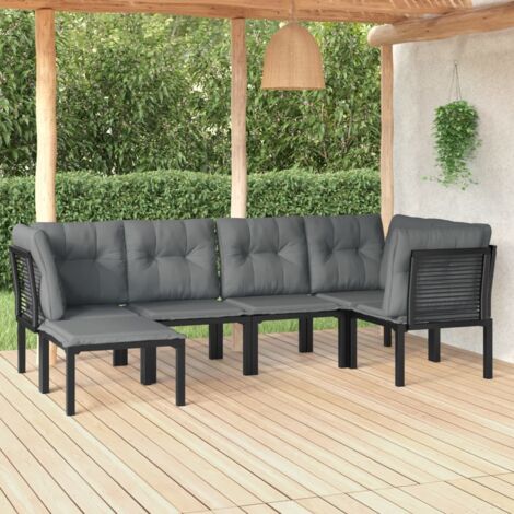 Salon de jardin 6 pcs - Canapé de jardin - Ensembles de Meubles d'exterieur - noir et gris résine tressée Chic-747163