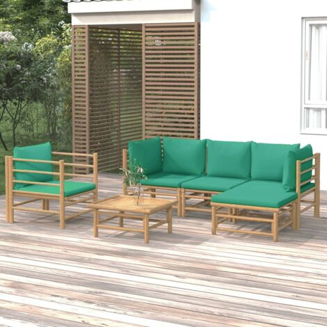 Salon de jardin 6 pcs - Ensemble Table et Chaise de Jardin - avec coussins vert bambou BV854486 - BonneVie