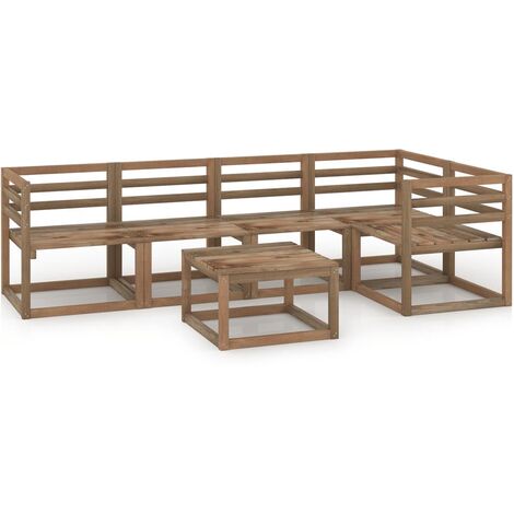 Salon de jardin 6 pcs Ensemble Table et Chaise de Jardin - Marron Bois de pin imprégné BV435499 - BonneVie - Brun