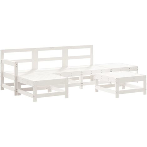 Salon de jardin 6 pcs  Mobilier de jardin Blanc Bois de pin massif