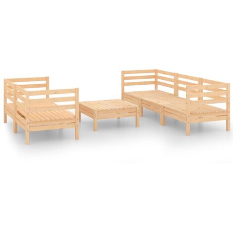 Salon de jardin 6 pcs - Mobilier de jardin - Ensemble repas de jardin Bois de pin massif vidaXL