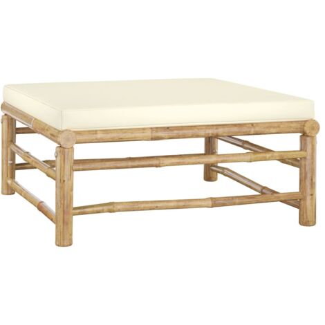 Salon de jardin 6 pcs,Mobilier de terrasse,Table et Chaise pour Relax avec coussins blanc crème Bambou -YZ768767