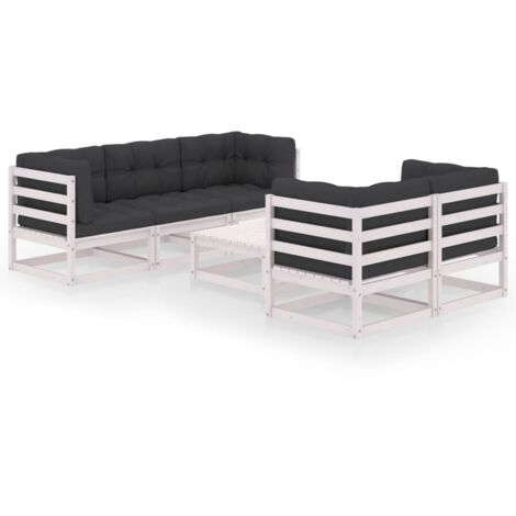 Salon de jardin 6 pcs,Mobilier de terrasse,Table et Chaise pour Relax avec coussins Bois de pin massif -YZ835218