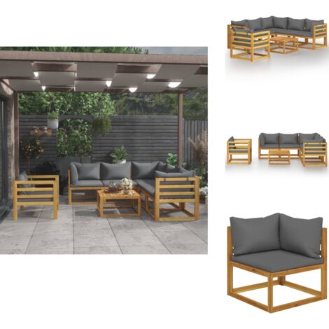 Salon de jardin 7 pcs avec coussin Bois d'acacia solide - Salon De Jardin - Mobilier De Jardin - Meubles De Jardin - Set De Salon De Jardin - Acacia