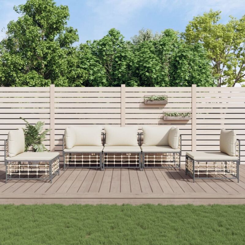 Vidaxl - Salon de jardin 5 pcs avec coussins anthracite résine tressée