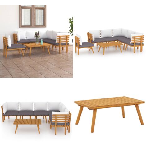 Salon de jardin 7 pcs avec coussins Bois d'acacia solide - Salon De Jardin - Meuble De Jardin - Ensemble De Salon - Mobilier De Jardin - Acacia - Home & Living
