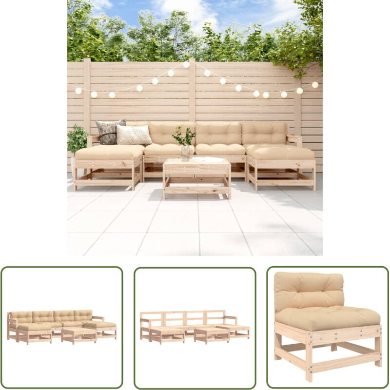 Vidaxl - Salon de jardin 7 pcs avec coussins bois massif