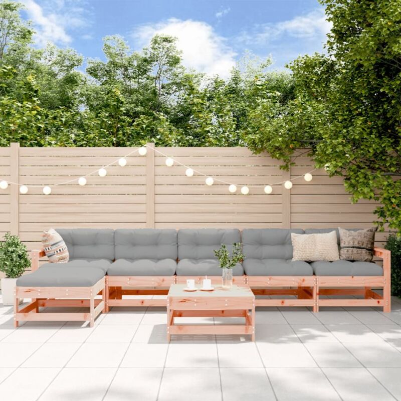 Salon de jardin 7 pcs avec coussins bois massif douglas vidaXL