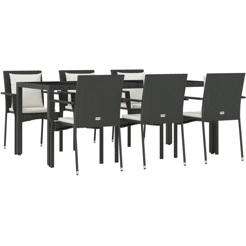 Ensemble à manger de jardin coussins 7pcs Noir Résine tressée Vidaxl