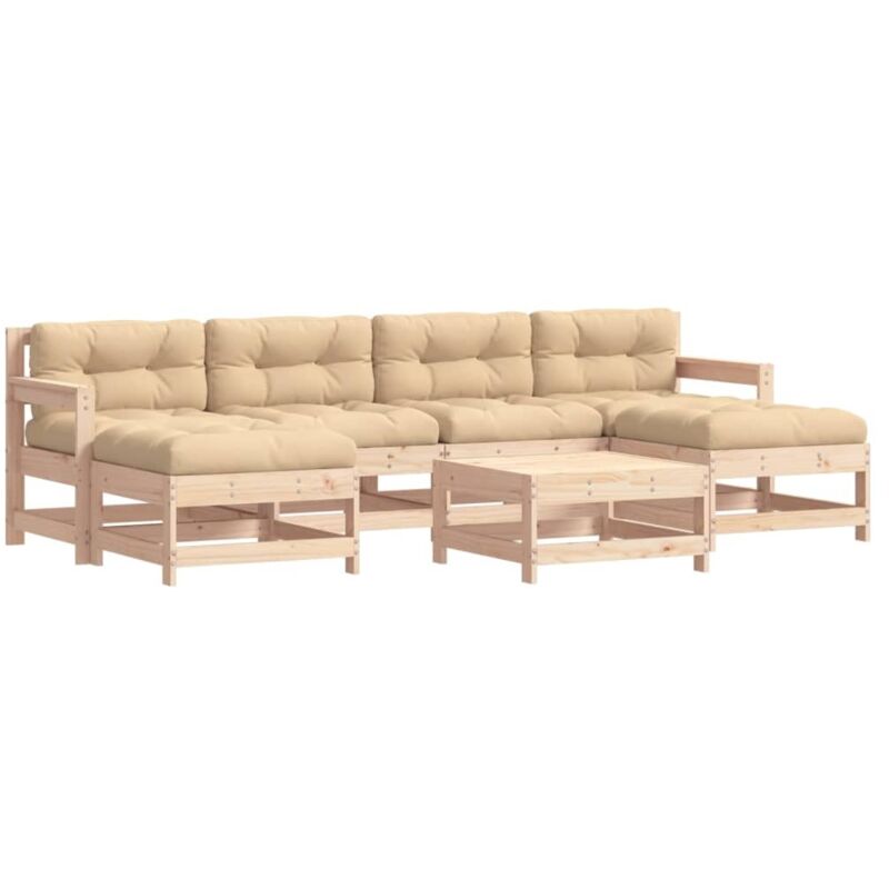 Vidaxl - Salon de jardin 7 pcs avec coussins bois massif