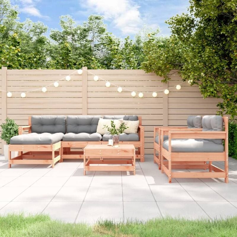 Salon de jardin 7 pcs avec coussins bois massif douglas Vidaxl