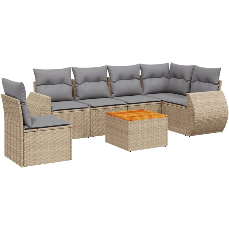 Vidaxl - Salon de jardin avec coussins 7 pcs beige résine tressée