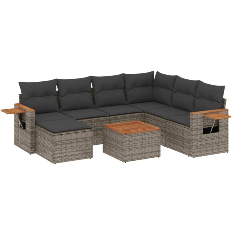 Vidaxl - Salon de jardin 8 pcs avec coussins gris résine tressée