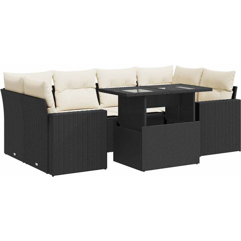 Vidaxl - Salon de jardin 7 pcs avec coussins noir résine tressée