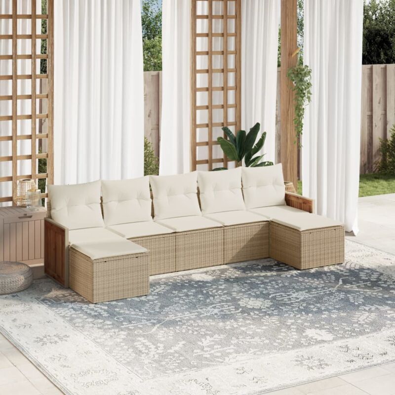 Vidaxl - Salon de jardin avec coussins 7 pcs beige résine tressée