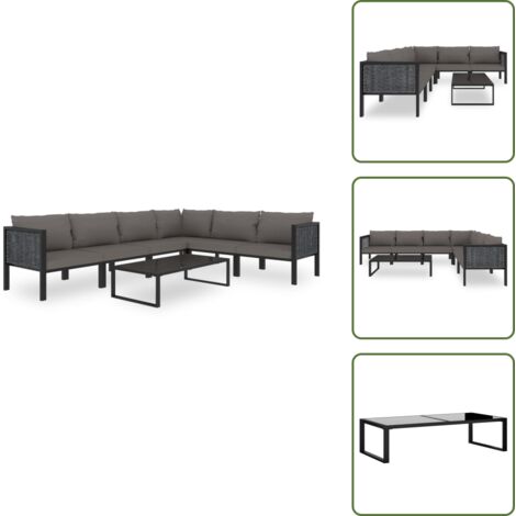 Salon de jardin 7 pcs avec coussins Résine tressée Anthracite - Salon De Jardin - Mobilier De Jardin - Ensemble De Salon - Canapé Extérieur - Chaise Longue