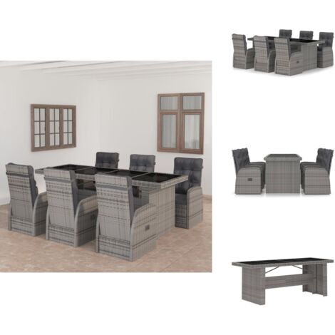 Salon de jardin 7 pcs avec coussins Résine tressée Gris - Salon De Jardin - Mobilier De Jardin - Set De Salon De Jardin - Table Et Chaises De Jardin - Résine Tressée
