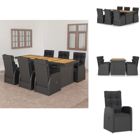 Salon de jardin 7 pcs avec coussins résine tressée noir - Salon De Jardin - Mobilier De Jardin - Set De Salon De Jardin - Table Et Chaises De Jardin - Résine Tressée