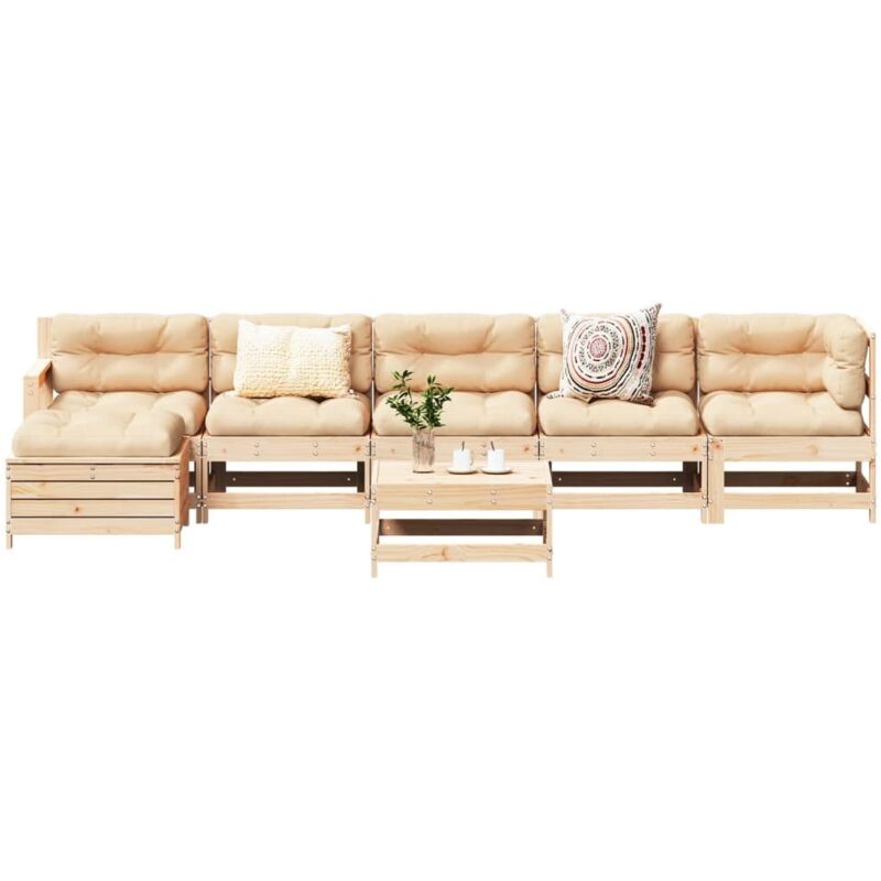 Vidaxl - Salon de jardin 7 pcs Bois de pin massif
