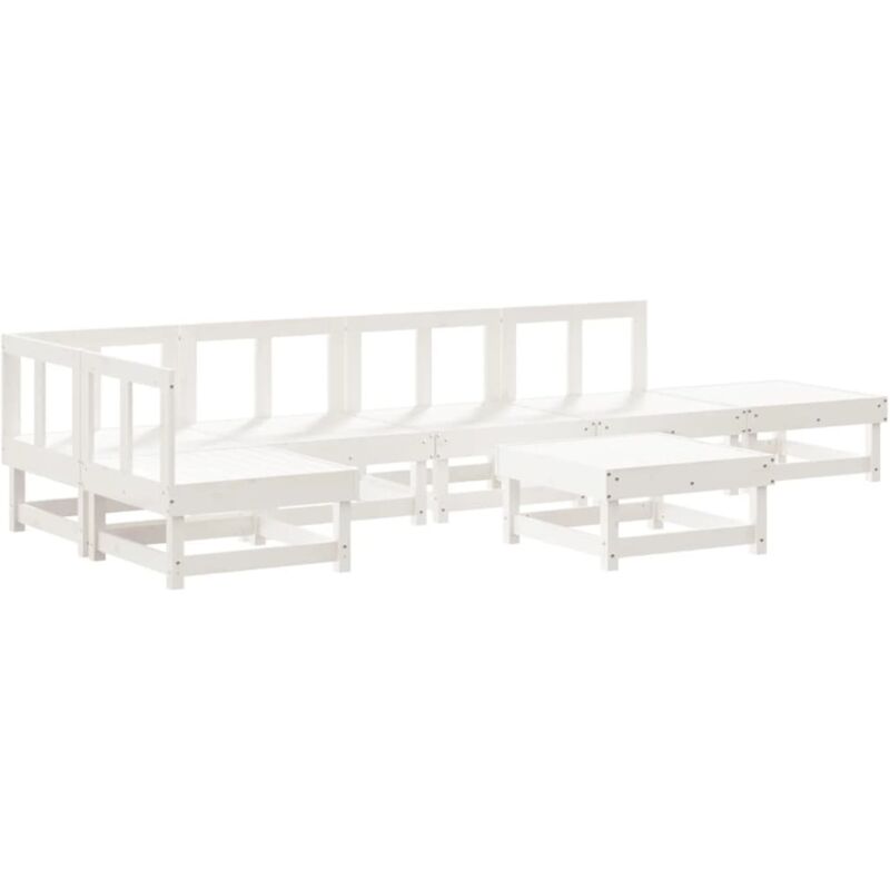 Vidaxl - Salon de jardin 7 pcs Blanc Bois de pin massif