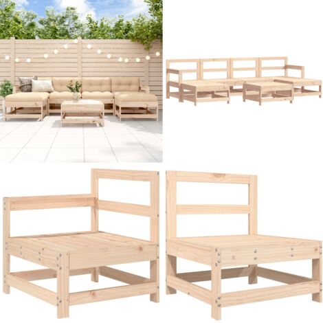 Salon de jardin 7 pcs Bois de pin massif - Canapé extérieur - Bois de pin