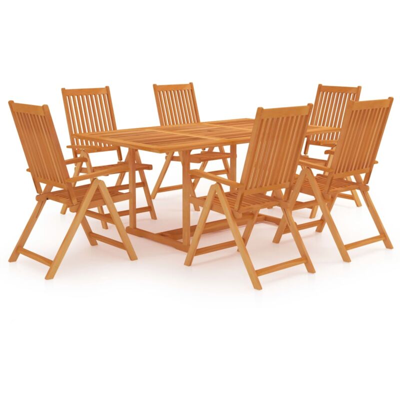 Salon de jardin 7 pcs Bois de teck massif