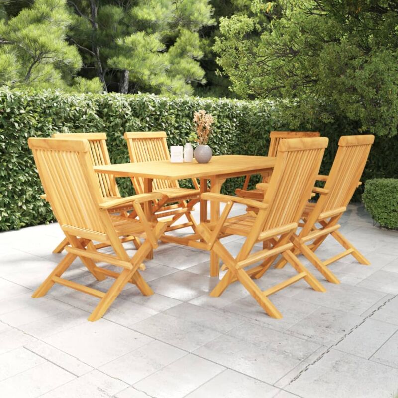 Salon de jardin 7 pcs Bois de teck massif