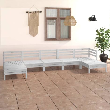 Salon de jardin 7 pcs Ensemble Table et Chaise de Jardin - Blanc Bois de pin massif BV804781 - BonneVie