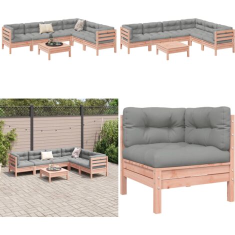 Salon de jardin 7 pcs et coussins bois massif sapin de douglas - Meubles d'extérieur - Canapé d'angle