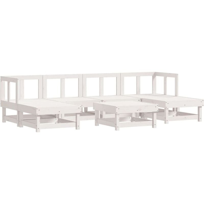 Vidaxl - Salon de jardin 7 pcs Blanc Bois de pin massif