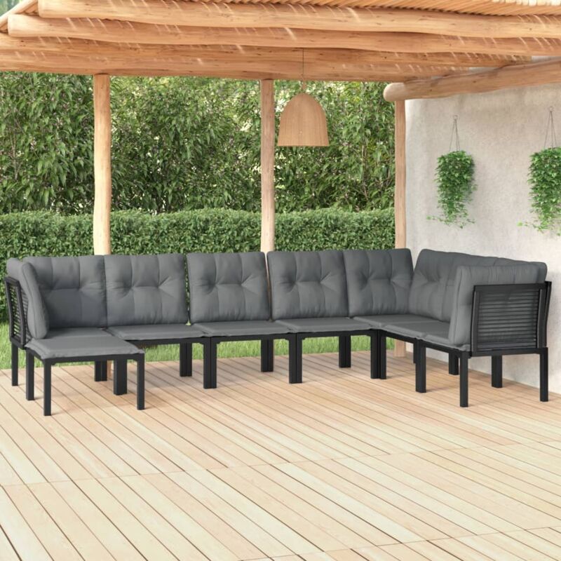 Vidaxl - Salon de jardin 8 pcs noir et gris résine tressée