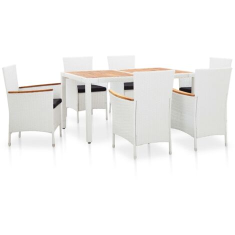 Salon de jardin 7 pcs résine tressée blanc vidaXL