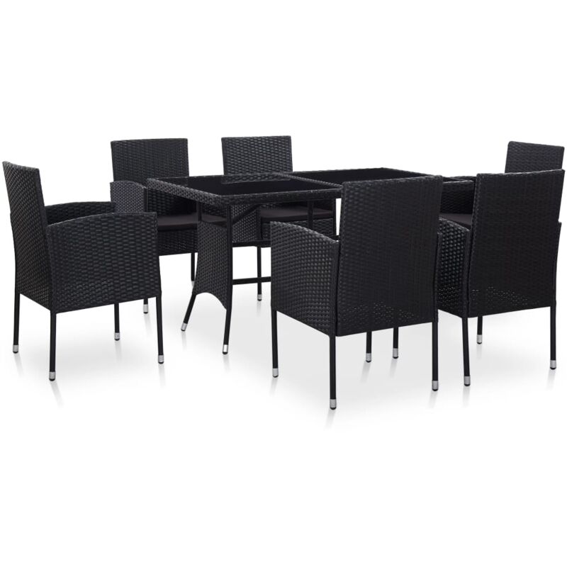 Salon de jardin 7 pcs Résine tressée Noir