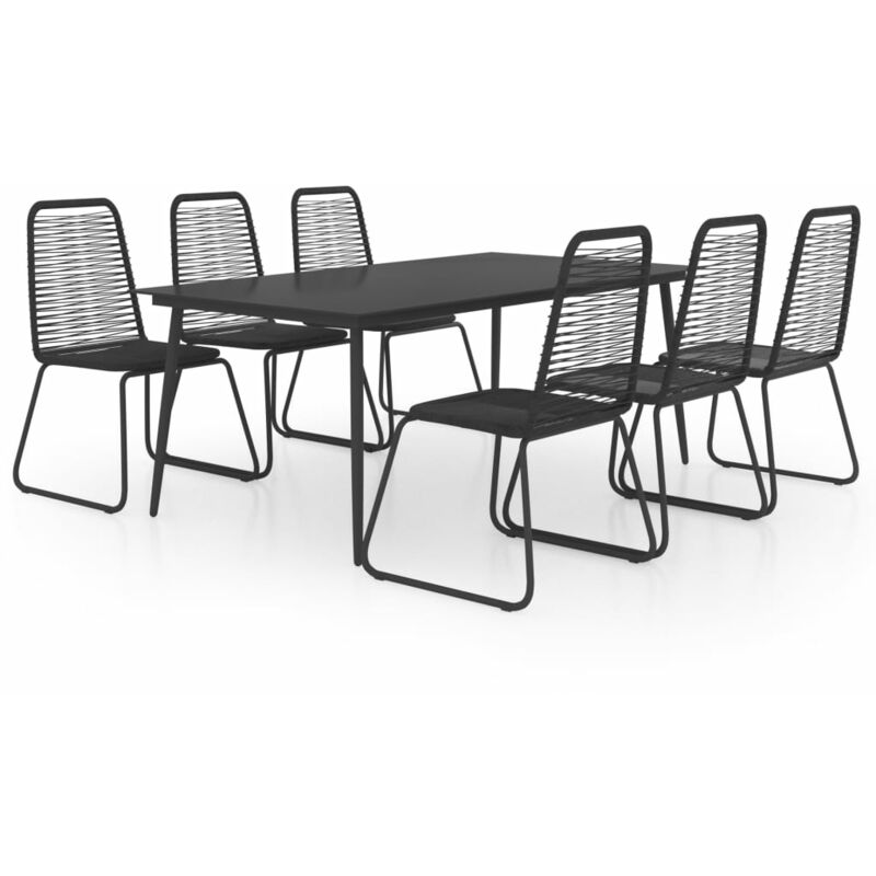 Salon de jardin 7 pcs Rotin PVC Noir