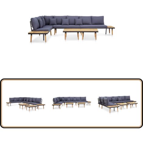 Salon de jardin 7 places avec coussins Acacia solide Marron - Salon De Jardin - Meubles De Jardin - Mobilier De Jardin - Set Salon De Jardin - Acacia