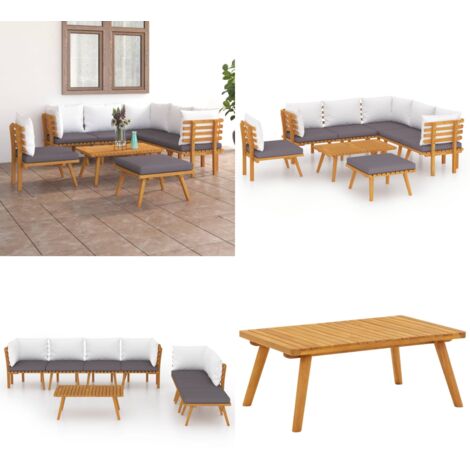 Salon de jardin 8 pcs avec coussins Bois d'acacia solide - Salon De Jardin - Meuble De Jardin - Ensemble De Salon De Jardin - Mobilier De Jardin - Acacia Massif - Home & Living