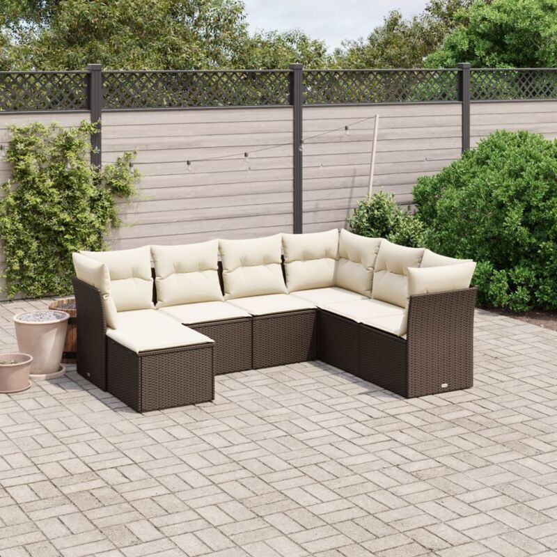 Vidaxl - Salon de jardin avec coussins 7 pcs marron résine tressée
