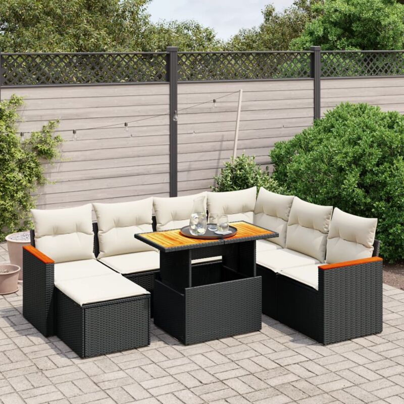 Vidaxl - Salon de jardin 8 pcs avec coussins noir résine tressée