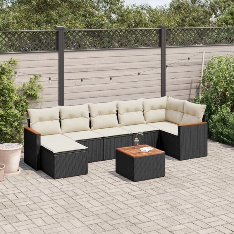 Vidaxl - Salon de jardin 8 pcs avec coussins noir résine tressée