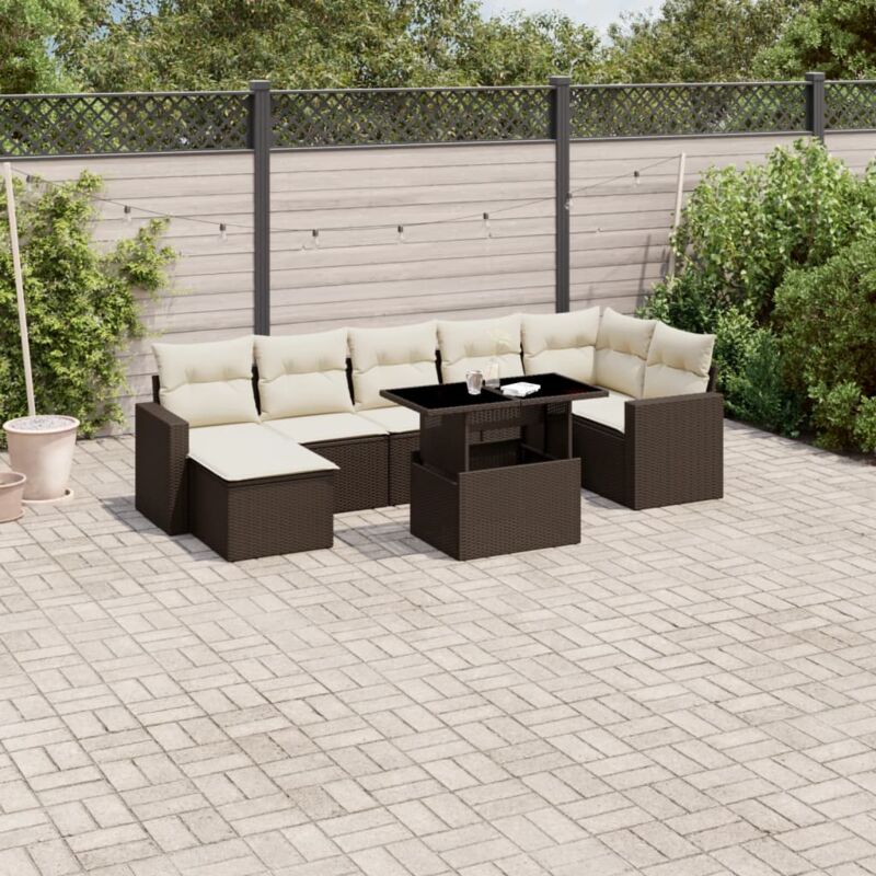 Vidaxl - Salon de jardin 8 pcs avec coussins marron résine tressée