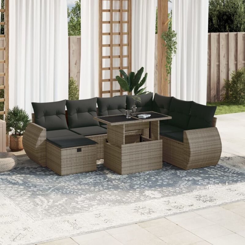 Vidaxl - Salon de jardin 8 pcs avec coussins gris résine tressée