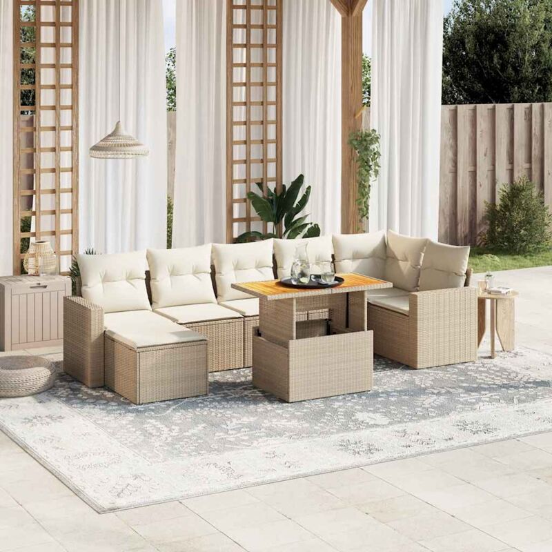 Vidaxl - Salon de jardin avec coussins 8 pcs beige résine tressée