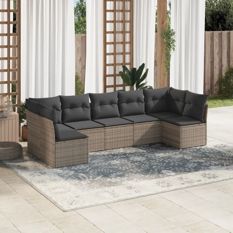 Vidaxl - Salon de jardin avec coussins 7 pcs gris résine tressée