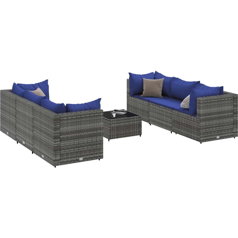 Vidaxl - Salon de jardin 7 pcs avec coussins Gris Résine tressée