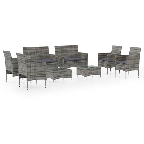 vidaXL Salon de Jardin avec Coussins Résine Tressée Multicolore 8/16 pcs