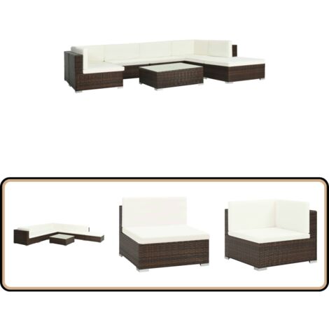 Salon de jardin 8 pcs avec coussins résine tressée marron - Salon De Jardin - Mobilier De Jardin - Ensemble De Canapés - Meubles De Jardin - Canapé D'angle