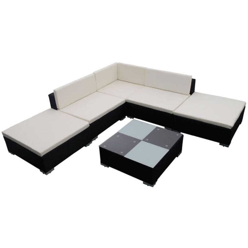 Vidaxl - Salon de jardin 6 pcs avec coussins résine tressée noir